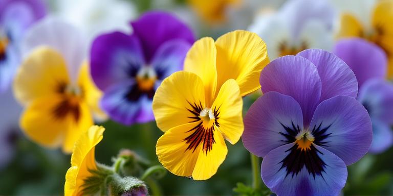 田中様が育てている色鮮やかなパンジーとヴィオラ