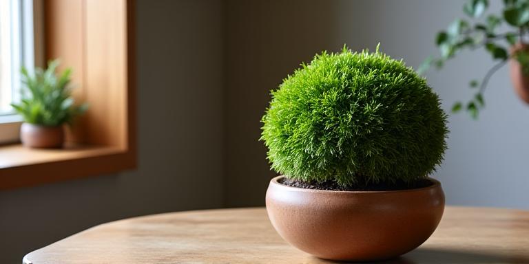 山本様の自宅リビングに飾られた個性的な苔玉